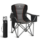 LET'S CAMP folding chair front view with oversized padded backrest for camping comfort