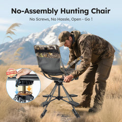 LET'S CAMP folding hunting chair cylindrical footrest for stability on uneven ground