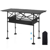 LET'S CAMP folding table assembled shows sturdy aluminum frame for outdoor dining