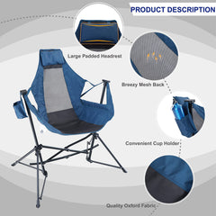 LET'S CAMP Hammock Chair breathable mesh back for cooling comfort outdoors.