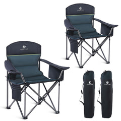 LET'S CAMP oversized folding camping chair green front view demonstrates sturdy outdoor seating