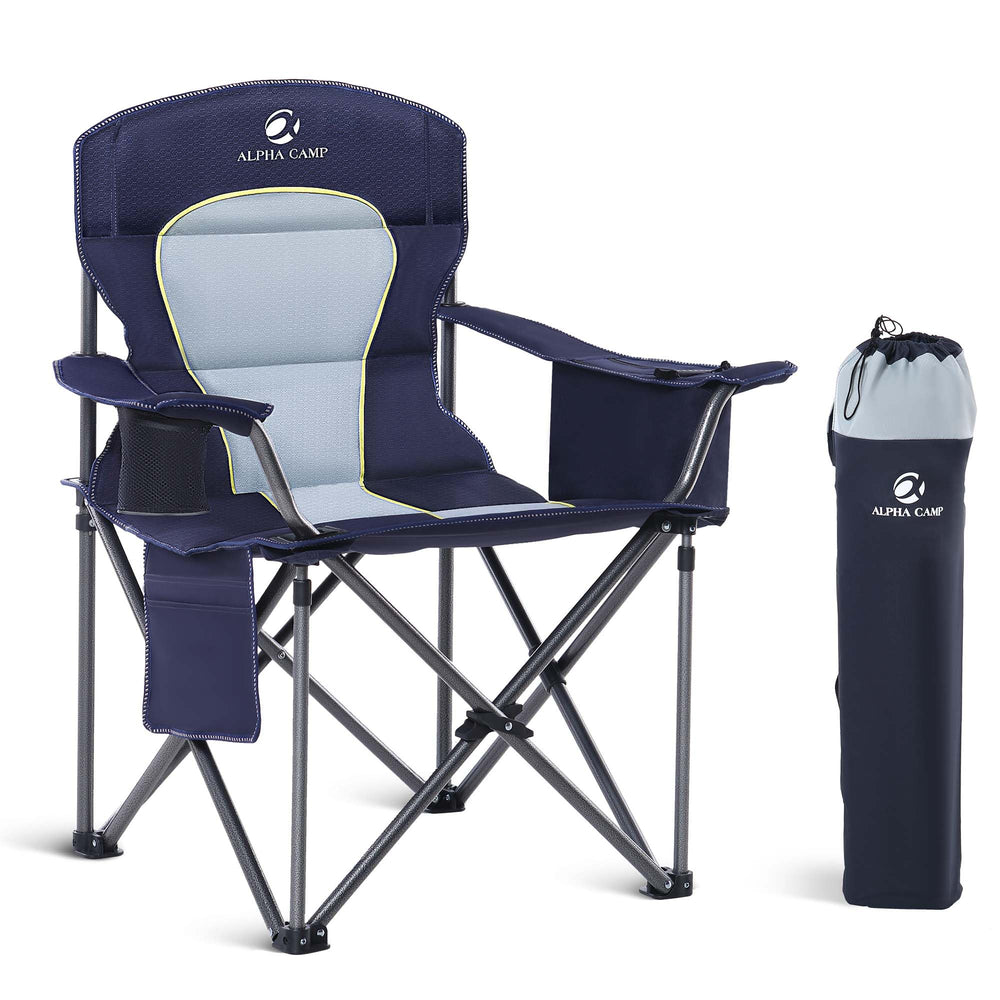 LET'S CAMP oversized folding chair blue assembly ready for quick campsite setup