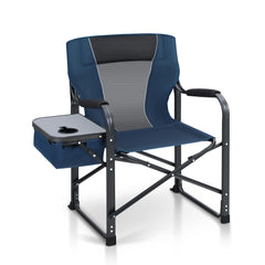 LET'S CAMP oversized folding director chair with side table and cooler visible for outdoor hosting