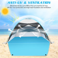 LetsFunny beach tent in use with family for shade and play.