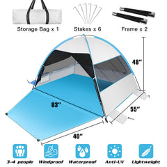LetsFunny large beach tent extended floor showing extra space.