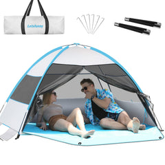 LetsFunny large beach tent front view with privacy curtain for changing.
