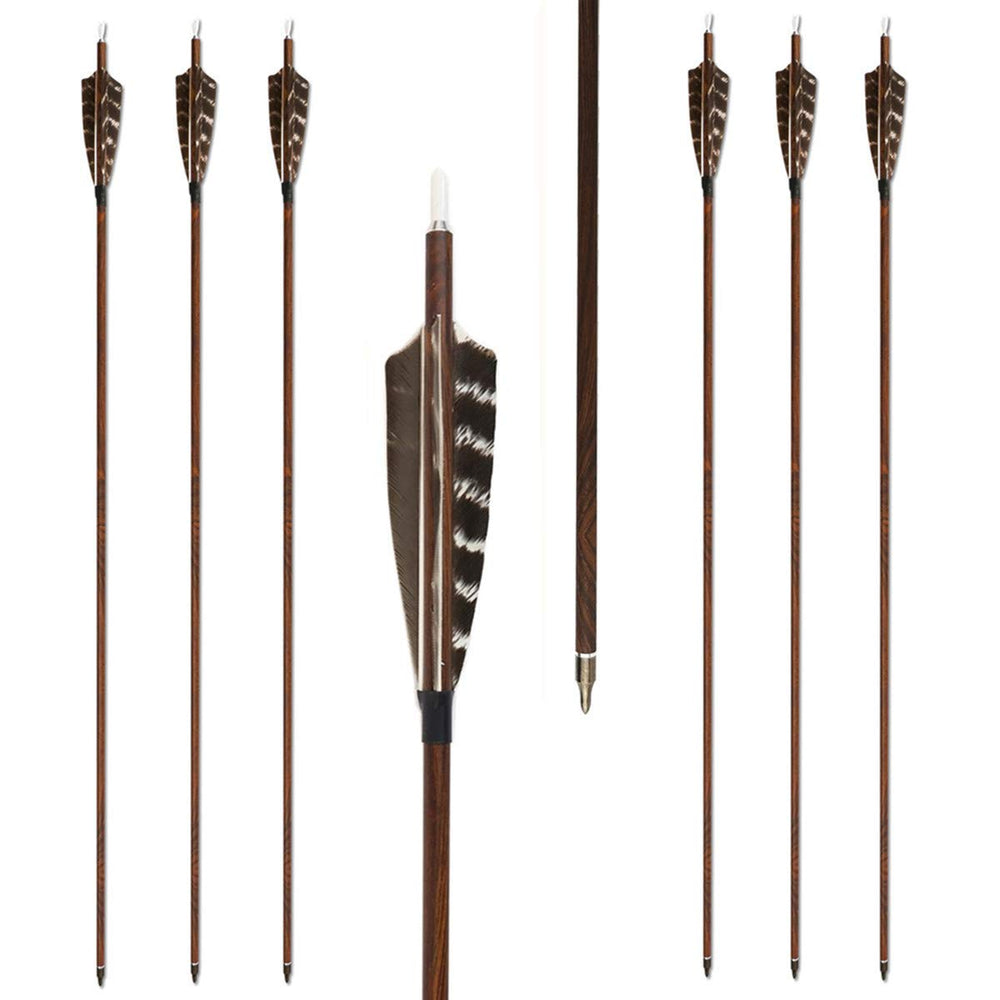 Letszhu archery carbon arrow with wooden shaft for stable flight and extended practice sessions.