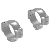 Leupold standard scope rings 30mm medium silver closeup shows durable forged steel for hunting setups.