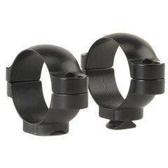 Leupold STD 1in medium rings in matte black for precise scope mounting.