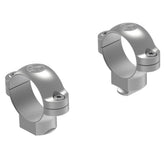Leupold STD 1-inch medium silver ring, front view, secure mounting ready for fast breech access.