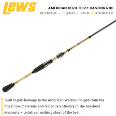 Lew's American Hero Tier 1 Casting Rod 7' 1-Piece MH Fast Action Multicam - close-up