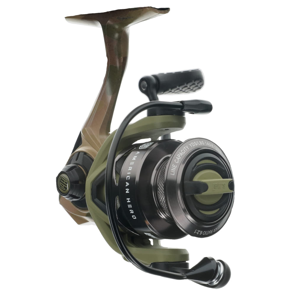 Lew's American Hero Tier 1 spinning reel frame close-up highlighting rugged one-piece aluminum construction
