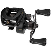 Lew's BB1 Pro left-hand baitcast reel front view highlights sturdy one-piece aluminum frame.