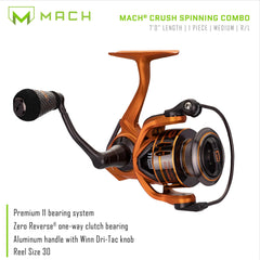 Lew's Mach Crush 30 Spin rod handle with Winn Dri-Tac for secure grip.