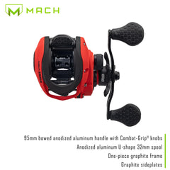 Lew's MACH Smash reel bowed handle delivers comfortable, powerful cranking.