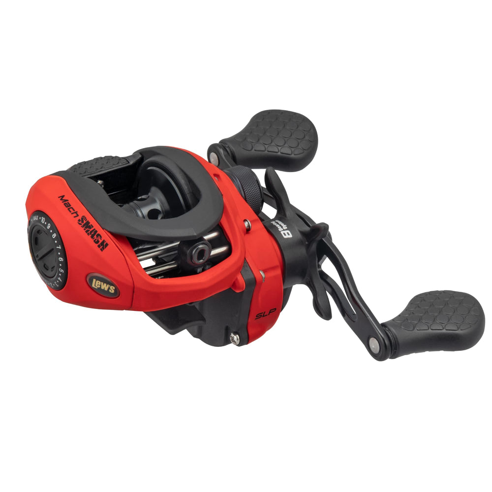Lew's MACH Smash reel graphite frame highlights lightweight strength for long casts.