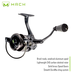 Lew's MACH2 IM8 graphite blank closeup emphasizes lightweight sensitivity.