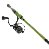 Lew's MACH2 spinning reel closeup highlighting smooth casting and durability.