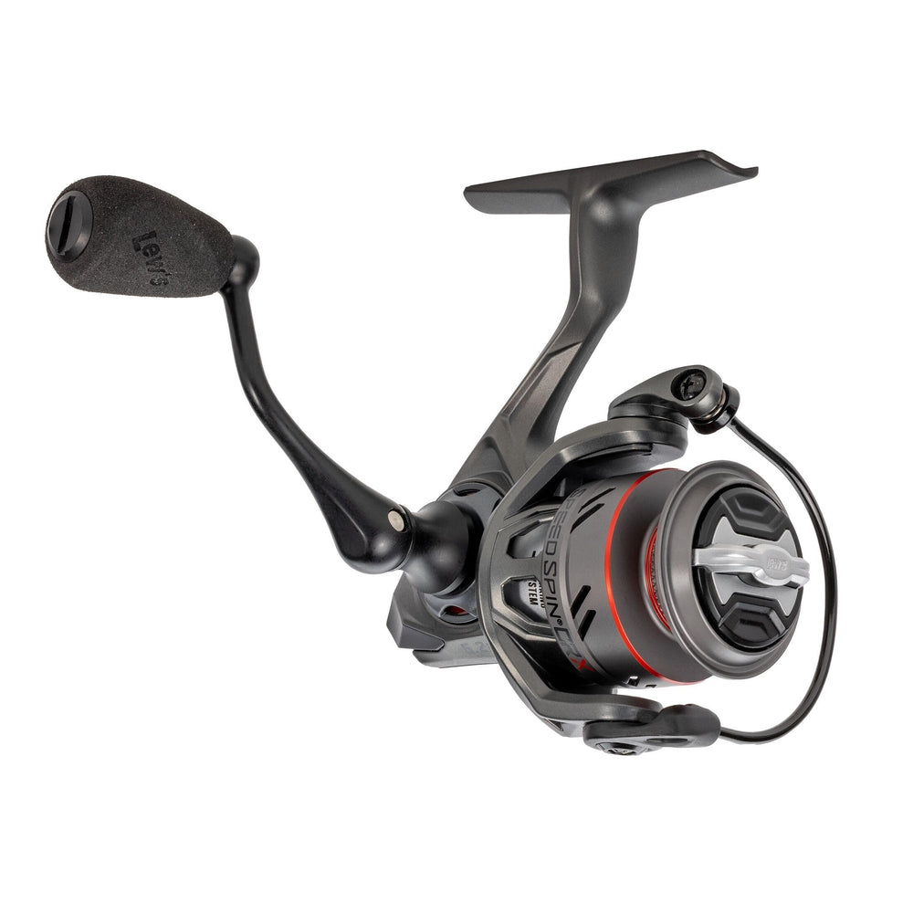 Lew's Speed Spin CRX 100 reel close-up showing lightweight graphite frame for smooth casting.