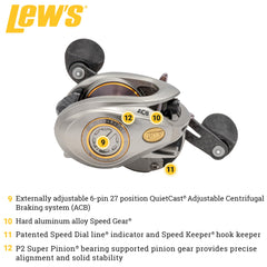 11-bearing system and Zero Reverse clutch on Lew's reel
