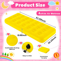 Leyndo kids air mattress pink top view shows soft flocking for cozy sleepovers