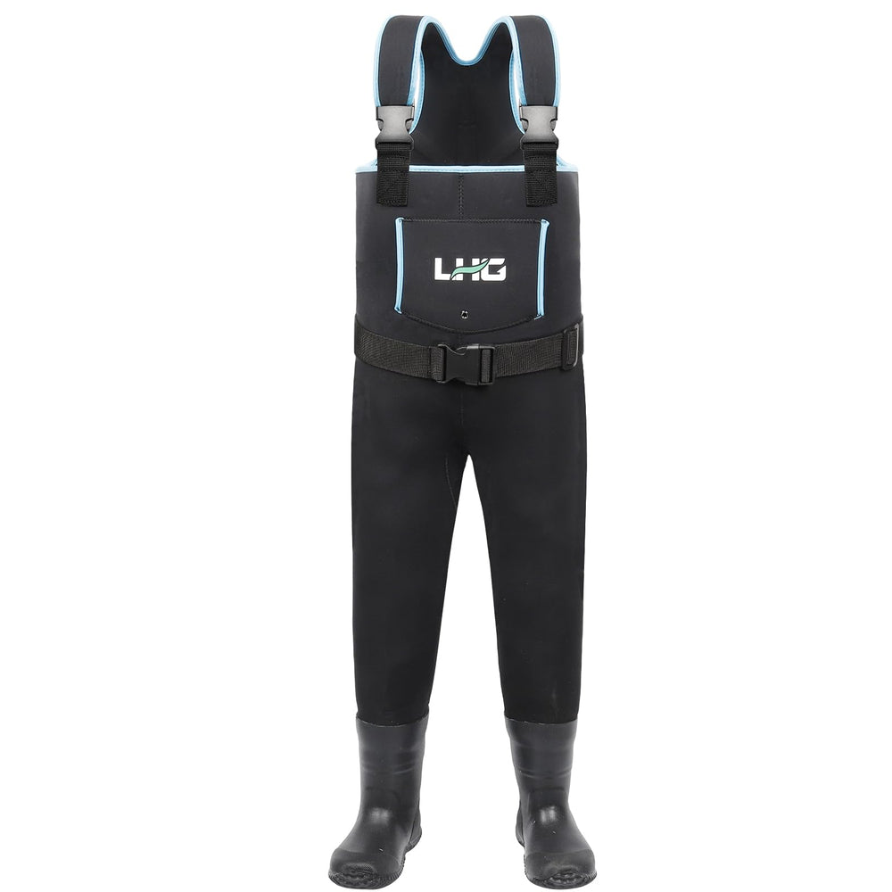 LHG kids waterproof neoprene chest waders keep young anglers dry during fishing trips