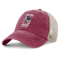 liabiliies America 250th anniversary hat full view shows classic trucker silhouette for effortless style.