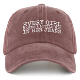 liabiliies Every Girl Rip In Her Jeans Hat front view offers sun protection and retro flair