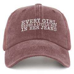 liabiliies Every Girl Rip In Her Jeans Hat front view offers sun protection and retro flair
