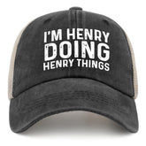 liabiliies Im Henry Doing Henry Things Hat front view, breathable trucker cap for everyday comfort