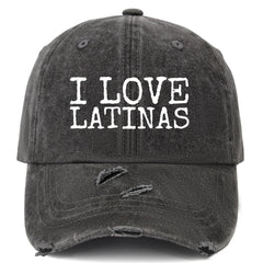 liabiliies I Love Latinas hat in washed denim for casual daily wear