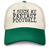 Liabiliies I Suck at Fantasy Football hat front view, soft cotton for all day comfort.
