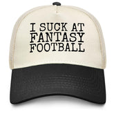 liabiliies I Suck at Fantasy Football hat front view for casual style and laughs