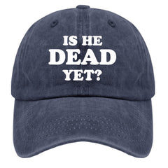 liabiliies Is He Dead Yet Hat back view with adjustable snapback for a personalized fit