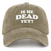 Liabiliies Is He Dead Yet Hat front view for casual everyday style.