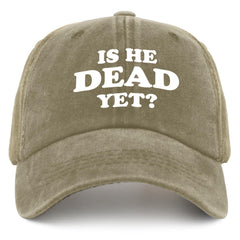 Liabiliies Is He Dead Yet Hat front view for casual everyday style.