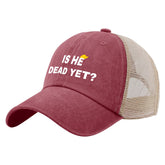 Liabiliies Is He Dead Yet hat front view showing breathable mesh for everyday wear