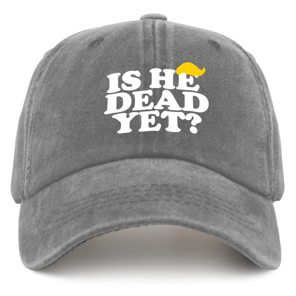 liabiliies Is He Dead Yet hat front view for casual summer wear and breathable comfort.