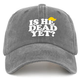 liabiliies Is He Dead Yet hat front view for casual summer wear and breathable comfort.