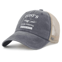 Liabiliies Quints Shark Fishing Amity Island hat back view, metal slider adjusts to head size.