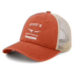 Liabiliies Quints Shark Fishing Amity Island EST 1975 hat side view shows adjustable strap