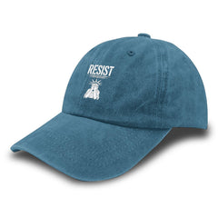Liabiliies Resist The Power hat, side view in cyan blue, comfortable all-day fit