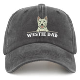 liabiliies Westie Dad Hat in washed denim for vintage, breathable summer style.