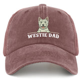 Liabiliies Westie Dad Hat wine red front view with sun-ready style