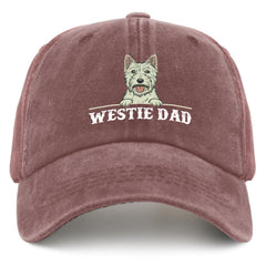 Liabiliies Westie Dad Hat wine red front view with sun-ready style