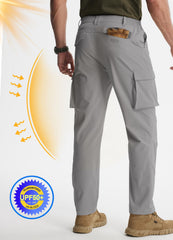Libin men's hiking pants knee mobility shown with 3D tailoring