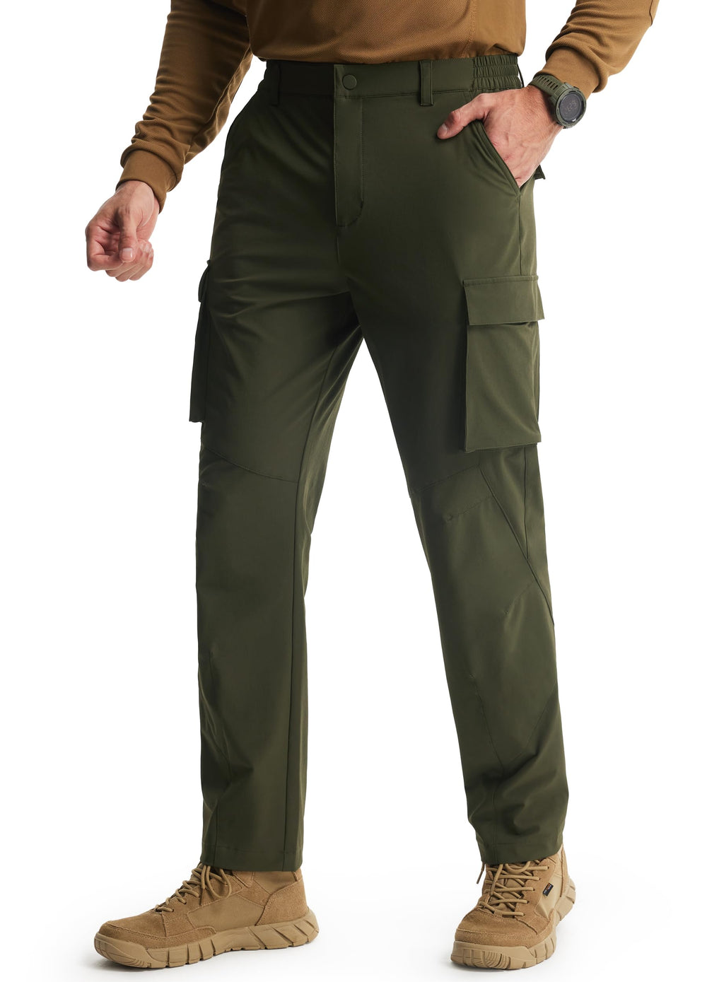 Libin men's hiking pants in water-resistant nylon for damp trails and quick-dry comfort.