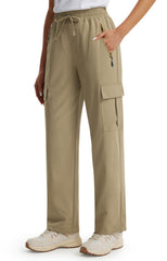 Libin women's hiking pants front view in dark khaki for outdoor comfort