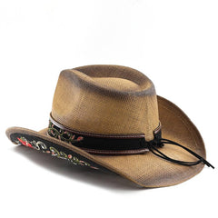 LIDHAY unisex straw cowboy hat worn outdoors at a garden party