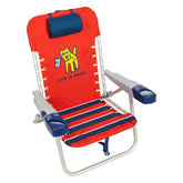 Life is Good backpack beach chair open for comfortable outdoor lounging.